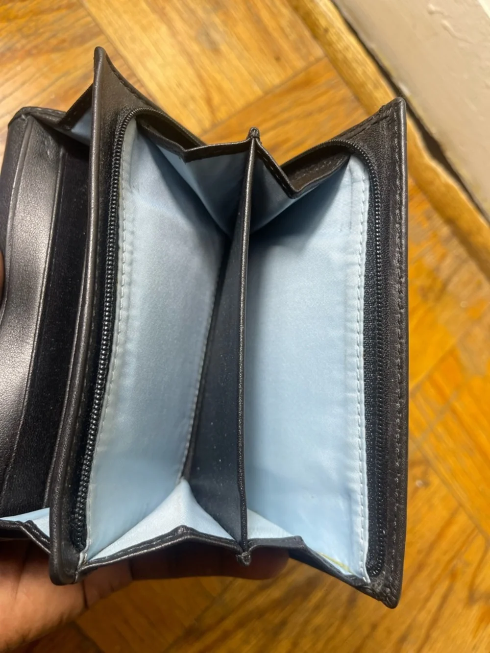 Coach Black Leather Compact Zip Wallet